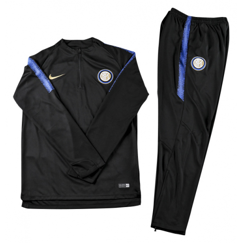 Kids Inter Milan 18/19 Sweat Top Tracksuit Black With Pants